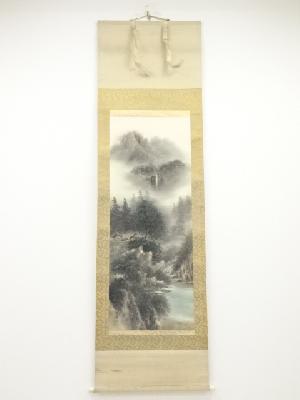 元勝筆　山水　肉筆絹本掛軸